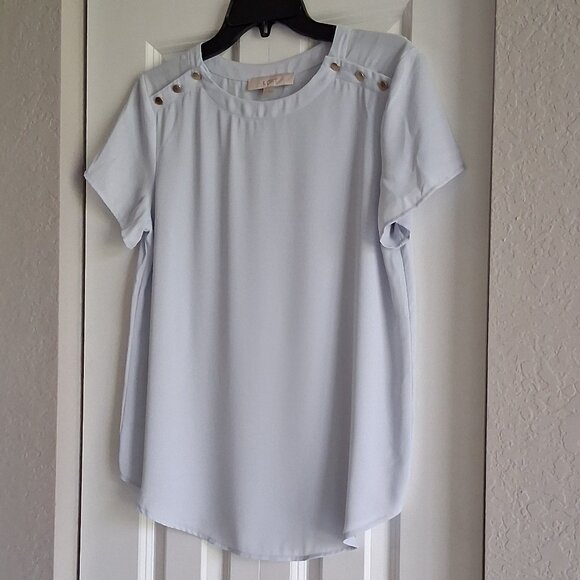 LOFT Light Blue Short Sleeve Blouse Women's Size XS - Picture 3 of 9